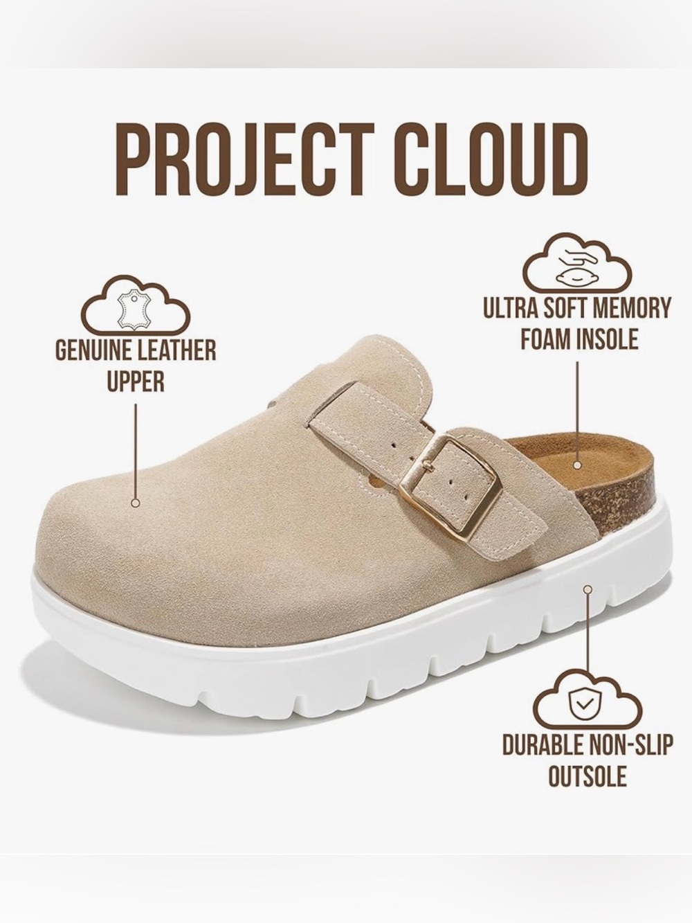 Project Cloud Beige Suede Slip-On Clog